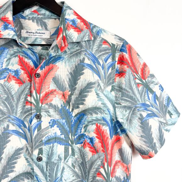 Tommy Bahama Mens Coast Villa Palms IslandZone Button Up Shirt Blue Gray - XS - Picture 2 of 8
